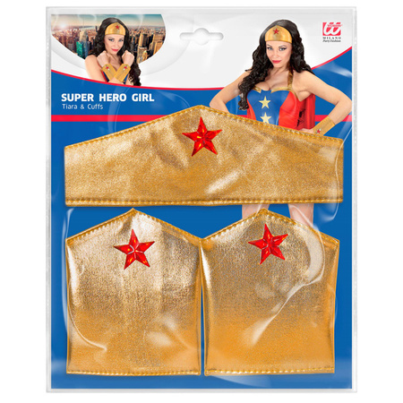 ZESTAW SUPERBOHATERKI TIARA OPASKI ZŁOTE 