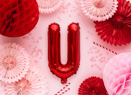 BALON FOLIOWY 35 CM LITERA "U" CZERWONY