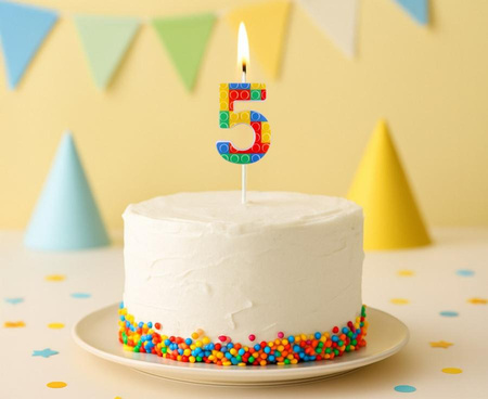 ŚWIECZKA CYFRA 5 KOLOROWA KLOCKI