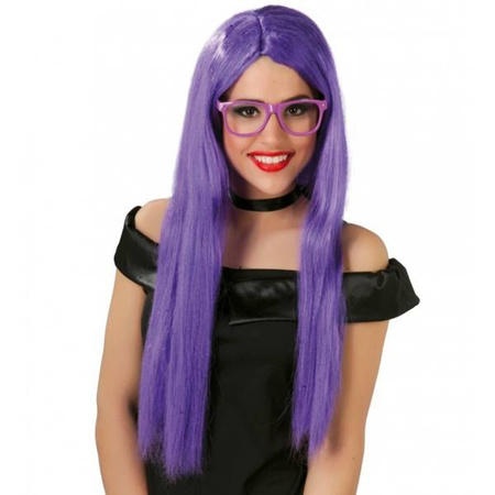 PERUKA DŁUGIE PROSTE WŁOSY FIOLETOWA 