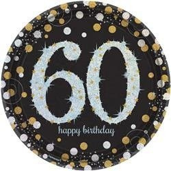 TALERZYKI PAPIEROWE 60 URODZINY SREBRNE