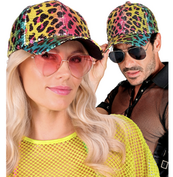 CZAPKA PANTERKA TĘCZOWA Z CEKINAMI