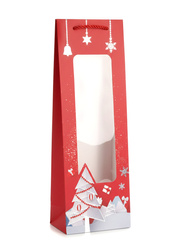 TOREBKA PREZENTOWA ŚWIĄTECZNA NA BUTELKĘ Z OKIENKIEM 35 X 12 X 9 CM