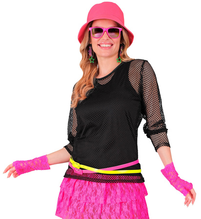 KOSZULKA BLUZKA Z SIATKI CZARNA RĘKAW 