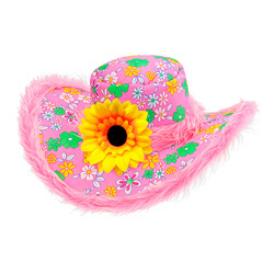 KAPELUSZ RÓŻOWY W KWIATY