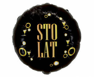 BALON FOLIOWY STO LAT CZARNY 45 CM