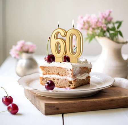 ŚWIECZKA URODZINOWA CYFRA 60 7,7 CM ZŁOTA 