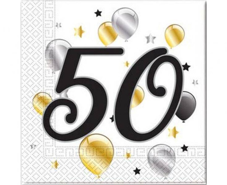 SERWETKI PAPIEROWE 50 URODZINY MILESTONE 33 X 33 CM 20 SZT