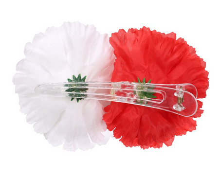 SPINKA KWIAT BIAŁO-CZERWONY GOŻDZIK