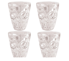 KIELISZKI CZASZKI PRZEZROCZYSTE 4 SZT