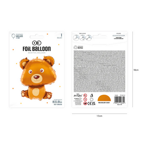 BALON FOLIOWY NIEDŹWIADEK 61X81 CM LEŚNI PRZYJACIELE