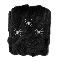 PAJĘCZYNA CZARNA Z 3 ŚWIECĄCYMI PAJĄKAMI HALLOWEEN