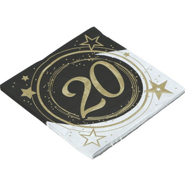 SERWETKI PAPIEROWE 20 URODZINY GWIAZDKI 33X33 CM 12 SZT