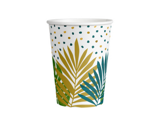 KUBECZKI PAPIEROWE TROPIKALNE LIŚCIE 250 ML 8 SZT