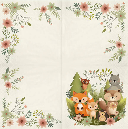 SERWETKI PAPIEROWE LEŚNI PRZYJACIELE 33X33 CM 10 SZT