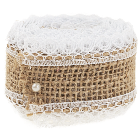 WSTĄŻKA JUTOWA Z KORONKĄ