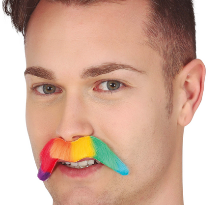 WĄSY TĘCZOWE 10 CM