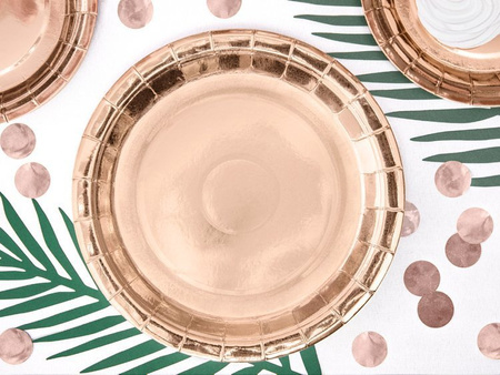 TALERZYKI OKRĄGŁE  RÓŻOWE ZŁOTO 23 cm