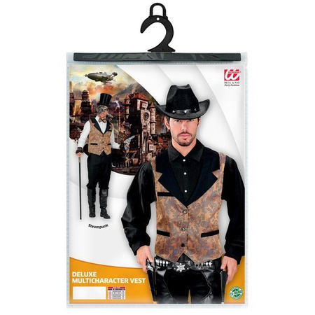 KAMIZELKA BRĄZOWA VINTAGE STEAMPUNK KOWBOJA