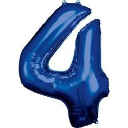BALON FOLIOWY CYFRA 4 NIEBIESKI 88 CM