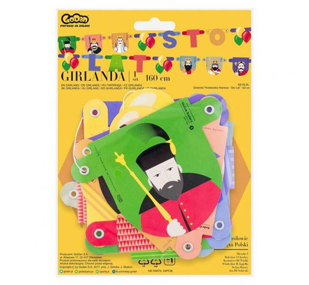 GIRLANDA KRÓLOWIE I KSIĄŻĘTA POLSKI - STO LAT 160 CM