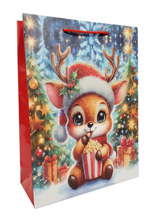 TORBA PREZENTOWA RENIFER POPCORN 40 X 31 X 12 CM