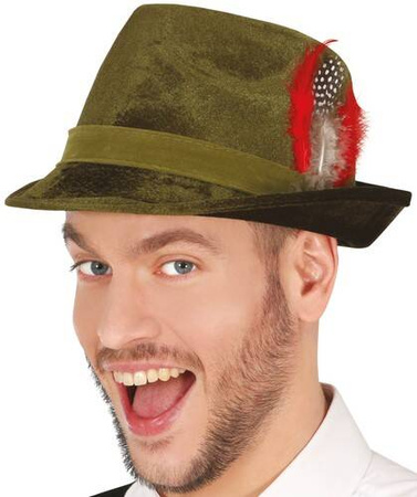 KAPELUSZ ZIELONY Z PIÓRKAMI