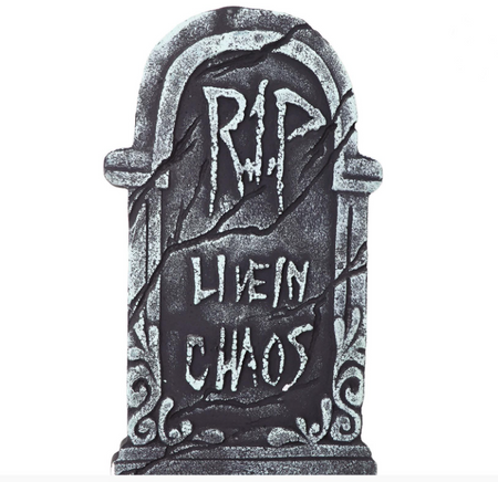 SZTUCZNY GRÓB "LIVE IN CHAOS" 43X22 CM HALLOWEEN