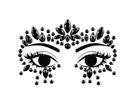 DEKORACJA NA TWARZ KRYSZTAŁKI CZARNE 15 X 9CM