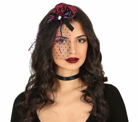 SEQUIN SMALL LILAC HAT WITH VEIL TIARA