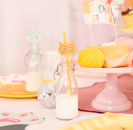 SŁOMKI PAPIEROWE KOTKI 19,5 CM 6 SZT