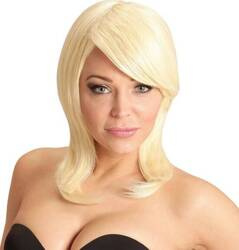 PERUKA DAMSKA BLOND GRZYWKA NA BOK