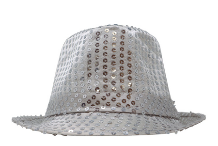 KAPELUSZ CEKINOWY SREBRNY