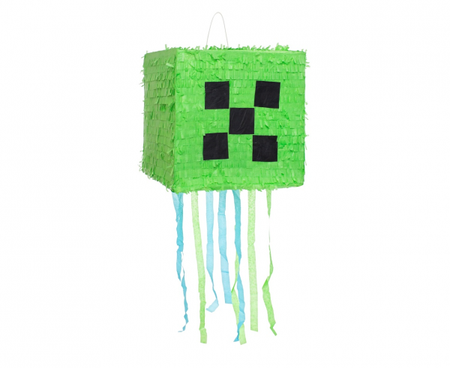 PINIATA ZIELONY PIKSEL 28X28X28 CM NA SZNURKI