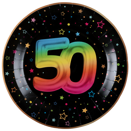 TALERZYKI PAPIEROWE FIESTA 50 URODZINY 23 CM 6 SZT