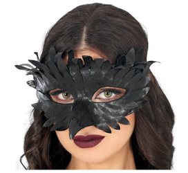 MASKA Z CZARNYM DZIOBEM I PIÓRAMI