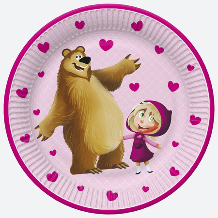 TALERZYKI PAPIEROWE MASZA I NIEDŹWIEDŹ 23 CM 