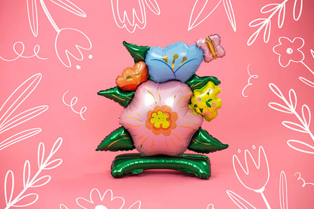 BALON FOLIOWY KWIATY STOJĄCY 100X116 CM