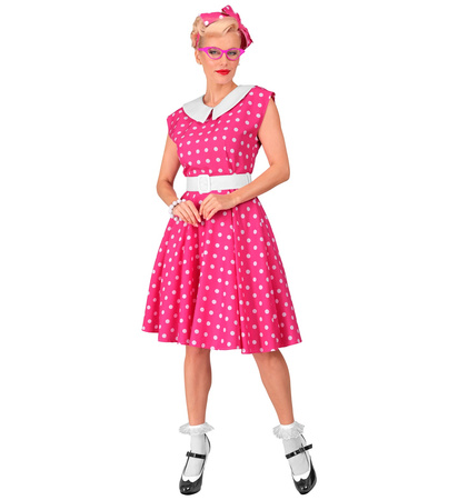 STRÓJ SUKIENKA CIEMNY RÓŻ W GROSZKI 