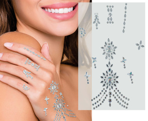 NAKLEJKI KRYSZTAŁKI NA DŁOŃ SREBRNE