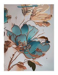 TORBA PREZENTOWA KWIAT NIEBIESKO-ZŁOTY 31X40X12 CM