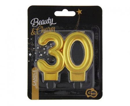 ŚWIECZKA CYFRA 30 ZŁOTA 8 CM