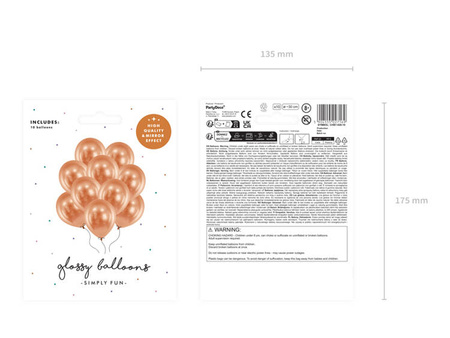 BALONY GLOSSY MIEDZIANE 30 CM 10 SZT.