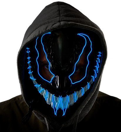 MASKA LED CZARNA NIEBIESKA POTWÓR
