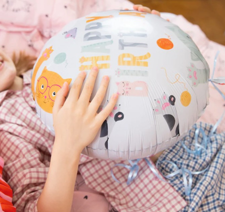 BALON FOLIOWY HAPPY BIRTHDAY KOTKI 45 CM