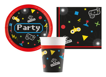 ZESTAW GAMING PARTY TALERZYKI+KUBECZKI+SERWETKI