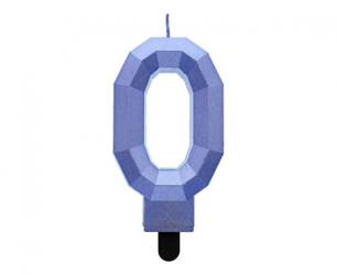 ŚWIECZKA CYFRA 0 DIAMENT METALIK CIEMNONIEBIESKI 7,6 CM