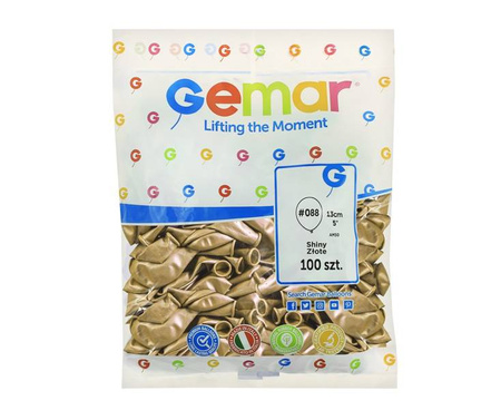 BALONY CHROMOWANE ZŁOTE GLOSSY 13 CM 100 SZT