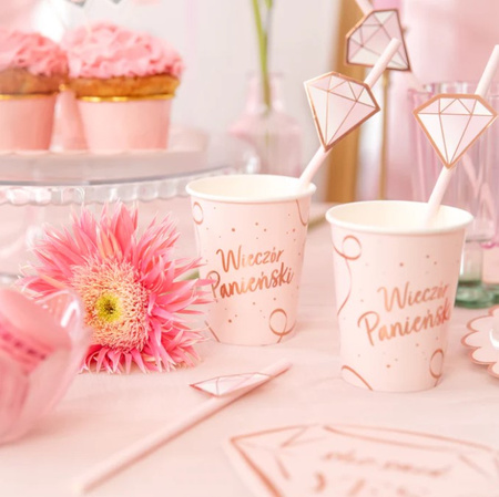 KUBECZKI WIECZÓR PANIEŃSKI RÓŻOWE ZŁOTO 6 SZT 220 ML