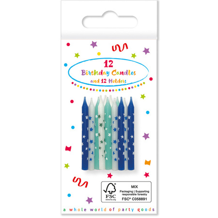 ŚWIECZKI URODZINOWE NIEBIESKIE 12 SZT